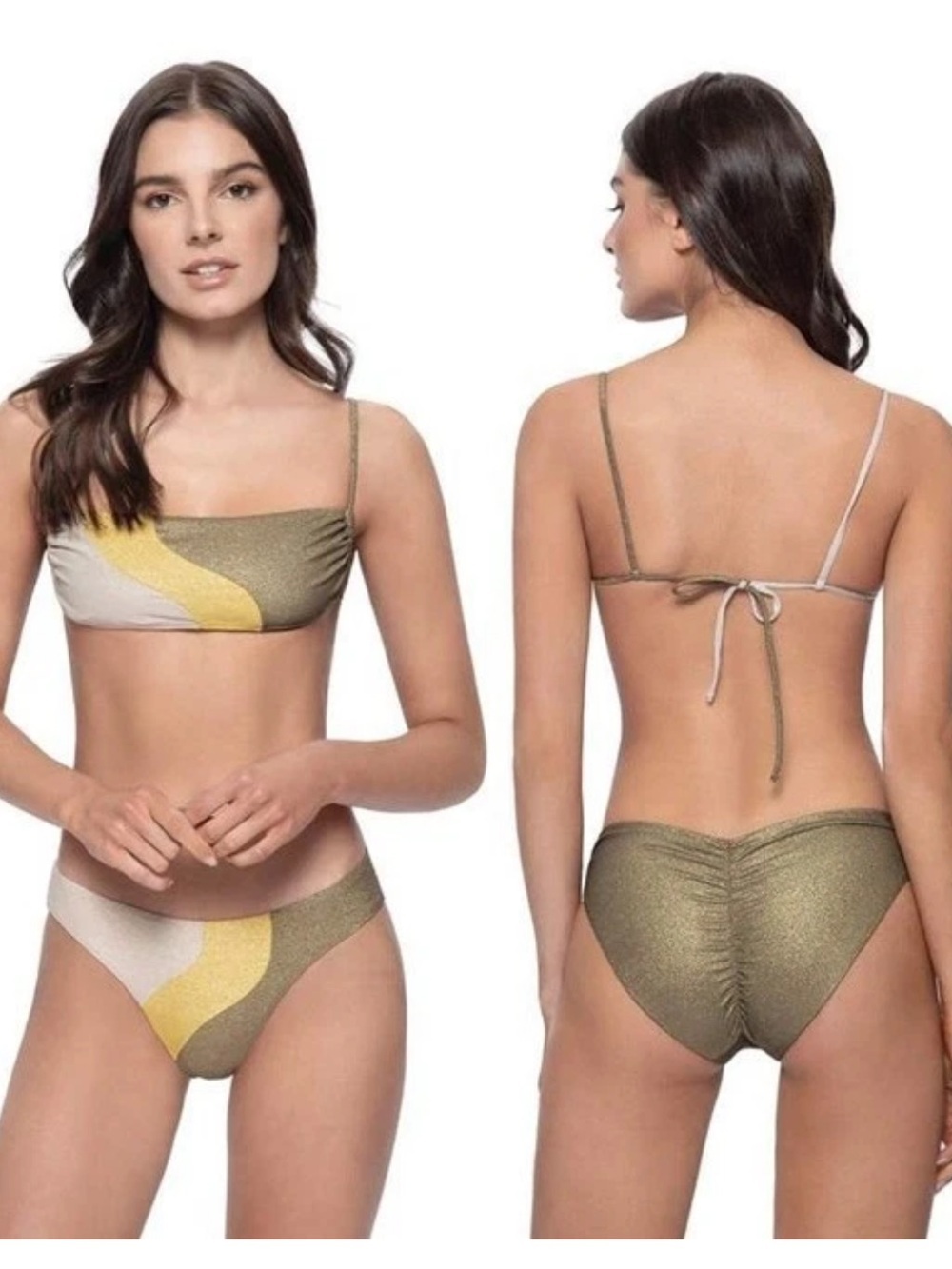 NWT PQSwim Anthropology Luna Wave Bikini set Large
